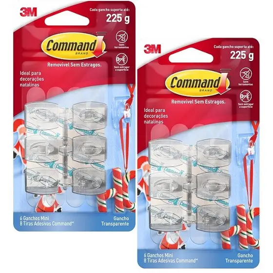 Kit com 12 Gancho Adesivo Command Mini ATE 225G 3M
