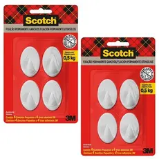 Kit com 8 Gancho SCOTCH Branco Pequeno 3M