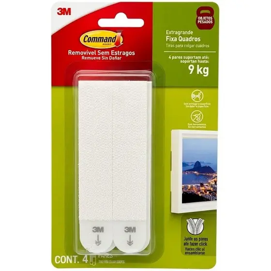 Fixa Quadros Adesivo Command EXTRA Grande ATE 9KG 3M