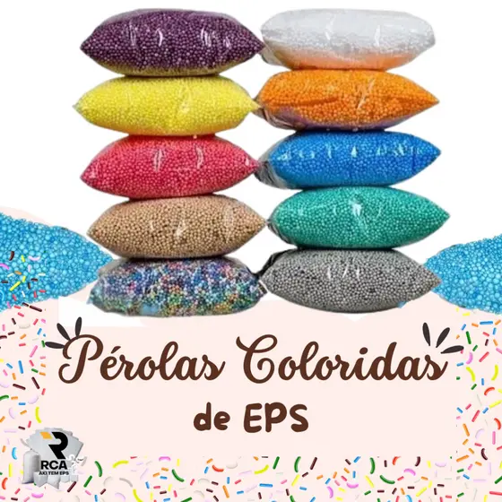 Pérolas de EPS Multicoloridas Pacote de 1 Litro para artes e Slime