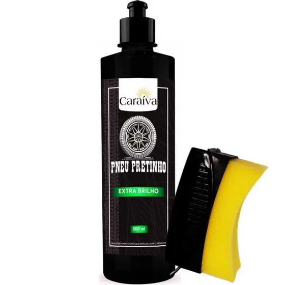 PNEU PRETINHO AUTOMOTIVO EXTRA BRILHO + APLICADOR DE PRETINHO ESPUMA DETAILER