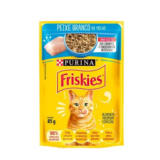 SACHÊ FRISKIES GATOS ADULTOS PEIXE BRANCO AO MOLHO 85G