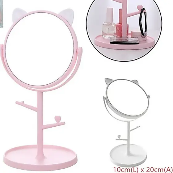 MINI Espelho Mesa Penteadeira Porta Bijuteria Gatinha