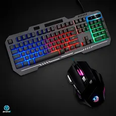 Kit Gamer Aportex RGB Teclado LED ABNT2 + Mouse Gamer 3200 DPI USB Para PC Notebook