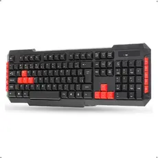 Teclado Gamer Multimidia Wireless Sem Fio 2.4ghz Com Teclas Em Vermelho Para Jogos