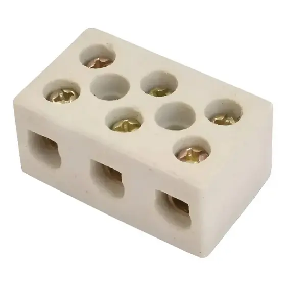 Conector de Porcelana 3 Polos 16mm 68A 600V para Chuveiro Torneira Elétrica Resistência 🚿