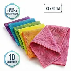 Kit 10 Pano de Limpeza Microfibra Multiuso Grande Absorvente Cozinha Banheiro Casa