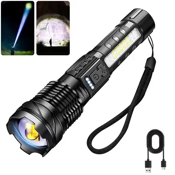 Lanterna de Emergência com 7 Modos de Luz – Alta Resistência e Brilho Intenso para Atividades ao Ar Livre