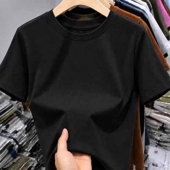 Camiseta algodão premium masculina, alta elasticidade, 94% algodão 6% elastano, ajuste fino