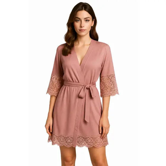 Robe Luxo Romantic e Renda Roupão Confortável Linha Noite