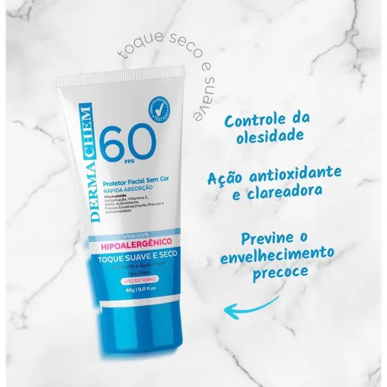 Protetor Solar Facial 60 FPS 40g - Dermachem