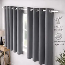 Cortina Blackout 100% Sala Quarto Veda Luz PVC Liso Impermeável Para Varão Simples Com Ilhós