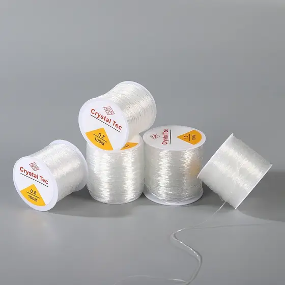 Fio de Silicone Elástico Pulseira 100 metros 0.5mm 0.6mm 0.7mm 0.8mm 1mm Resistente Crystal TEC