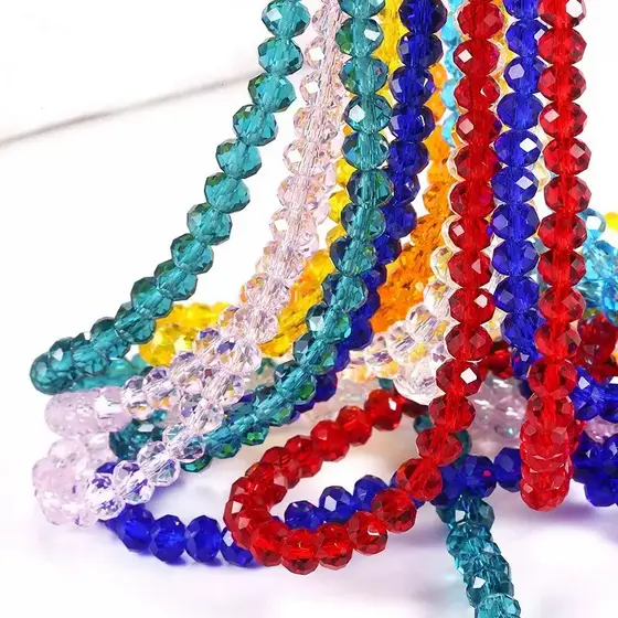 Kit 10 Fios de Cristal 10mm Flat Facetado Vidro 63 a 67 Cristais Contas por fio Várias Cores Premium