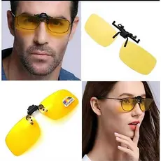 Óculos Clip On Retangular Amarelo Visão Noturna