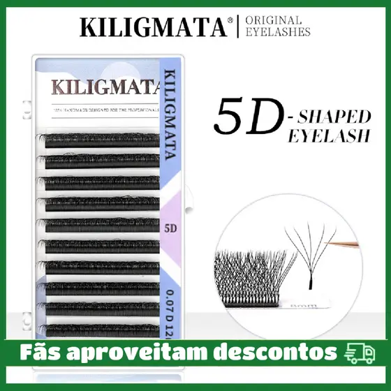 KILIGMATA 5D W Extensões De Cílios Em Forma De 0.07 C/D/DD Faux Mink Natural Pestanas Profissionais Suaves