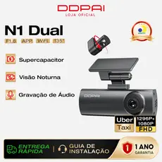 DDPAI N1 Dual Câmera Veicular 1296p+1080p Uber Nightvis App Sensor G Modo de Estacionamento 24 Hora