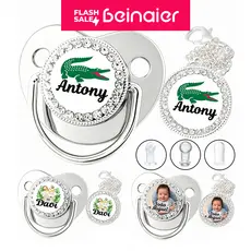 Kit Chupeta de Bebê Personalizada com Foto e Nome,Bico Redondo/Ortodôntica,0 a 36 meses,BPA Free