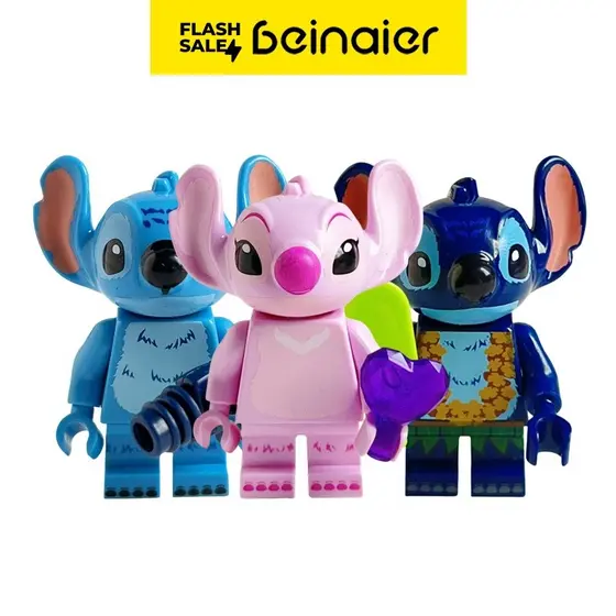Mini bonecos colecionáveis de Anime e filmes | Boneca de montagem de bloco de construção Stitch