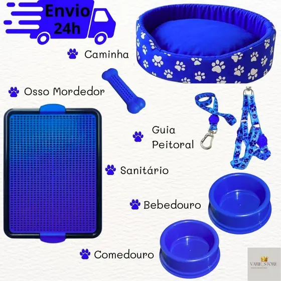 Kit Para Cachorro Caminha Pet Sanitário Comedouro Para Cães Pequeno