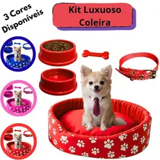 Kit Para Cachorro Pequeno Simples Luxuoso Caminha Pet Comedouro Cachorro