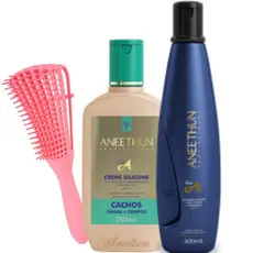 ANEETHUN KIT CACHOS SHAMPOO + CREME + ESCOVA ( CABELOS CACHEADOS)