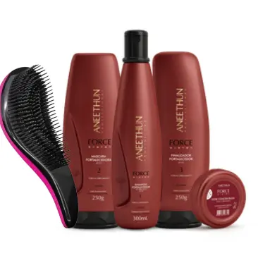 ANEETHUN KIT LINHA FORCE  FORTALECEDORA + 1 ESCOVA MÁGICA (FORÇA E CRESCIMENTO)