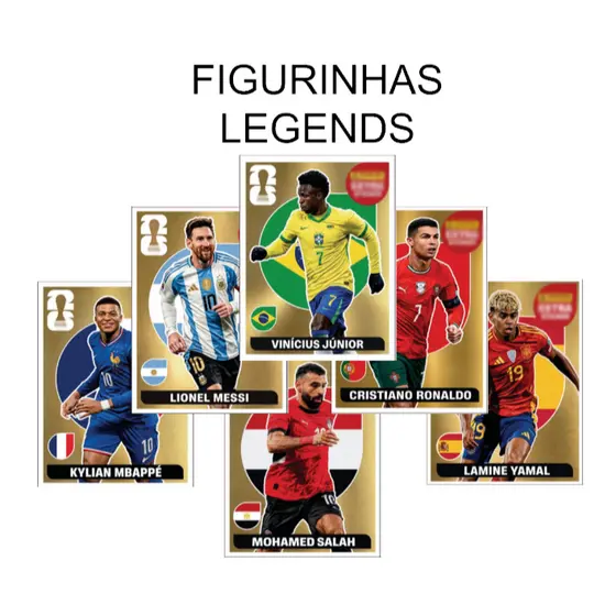 Figurinha Legend Extra Sticker Neymar, Ronaldo, Messi, Yamal, Vini Jr