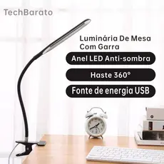 Luminária de Mesa com Garra USB – Ideal para Maquiagem, Leitura, Manicure e Estudo