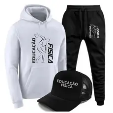 Kit 3 Peças Conjunto De Moletom Com Boné Telinha Personalizados Profissão Educação Física Lançamento 2024 SHOP