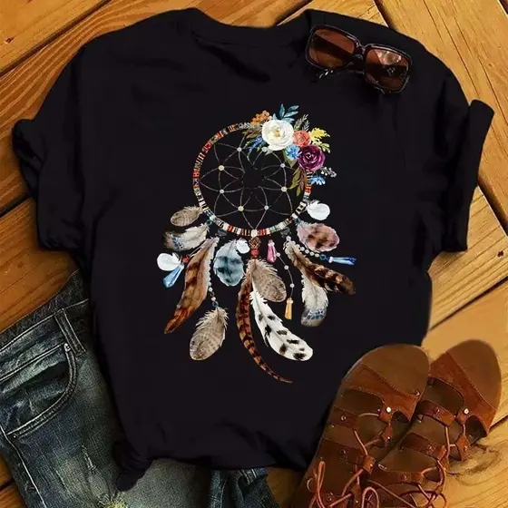 Camiseta Estampando  Feminina Verão Curta Gola Redonda Roupas de Verão Shop Gael qualidade Vamos Enviar Super Rapido