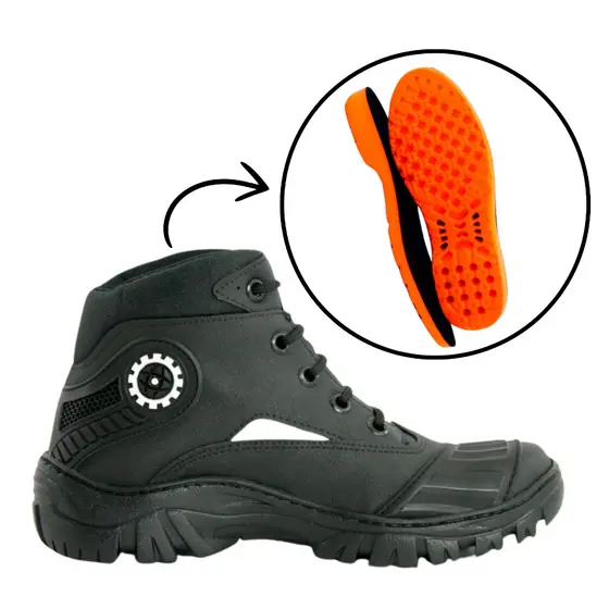 Bota Motoqueiro Coturno Masculino Motociclista Onda 7 Militar Cano Médio Motoboy Tático com Palmilha PU