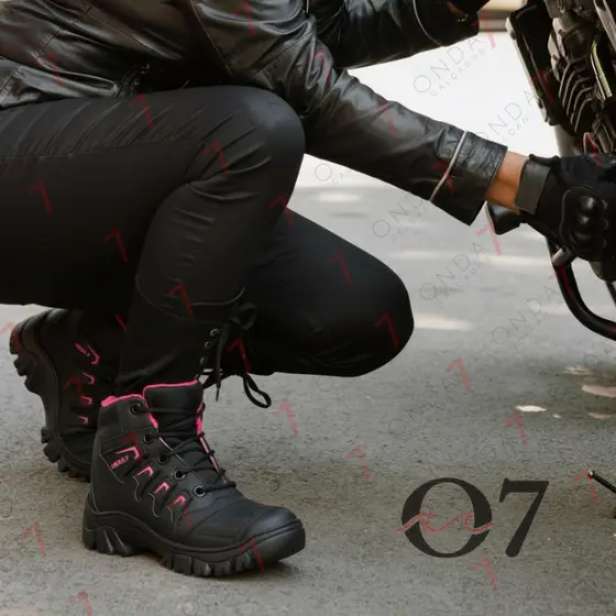 Coturno Feminino Motoqueiro Cano Médio Confortável Sola Blaqueada Original Bota Casual Leve para Trabalho e Dia a Dia