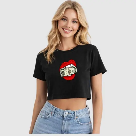 BLUSINHA CROPPED FEMININO BASICO 100% ALGODAO ESTAMPADA