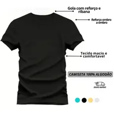 Camiseta Básica 100% Algodão Masculina Feminina com Reforço Ombro a Ombro