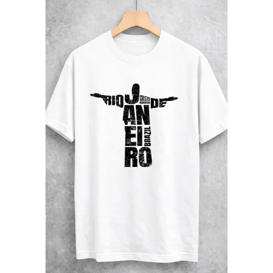 Camiseta Rio de Janeiro Cristo Redentor Brasil Unissex Algodão Estampada