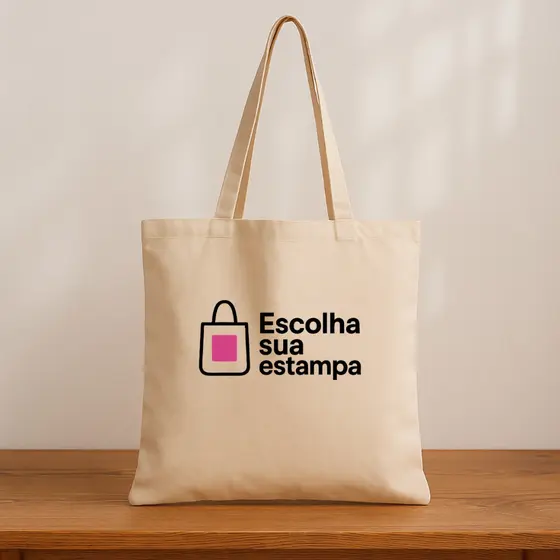 Kit 5 Ecobags Personalizadas | Bolsa Algodão Cru | Sua Estampa | Brinde, Evento, Lembrancinha