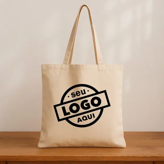 Kit 3 Ecobags Personalizadas com Logo | Bolsas Algodão Cru 33x40cm | Brinde Empresa |