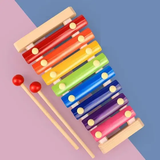 Xilofone Instrumento Musical Infantil com 8 Notas Colorido Educativo Brinquedo Som para Crianças