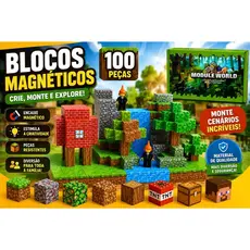 Blocos Magnéticos Infantil 100 Peças Kit Construção Criativa Cenário Modular Brinquedo Educativo