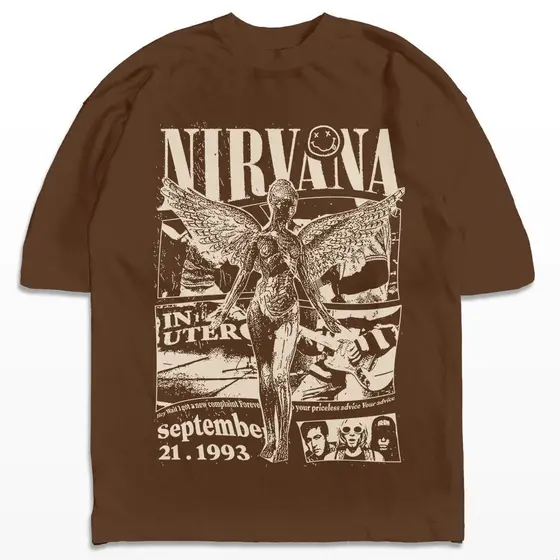 Camiseta Nirvana 1993 Vintage Banda Rock Streetwear Harajuku Aesthetic Camisa Unissex