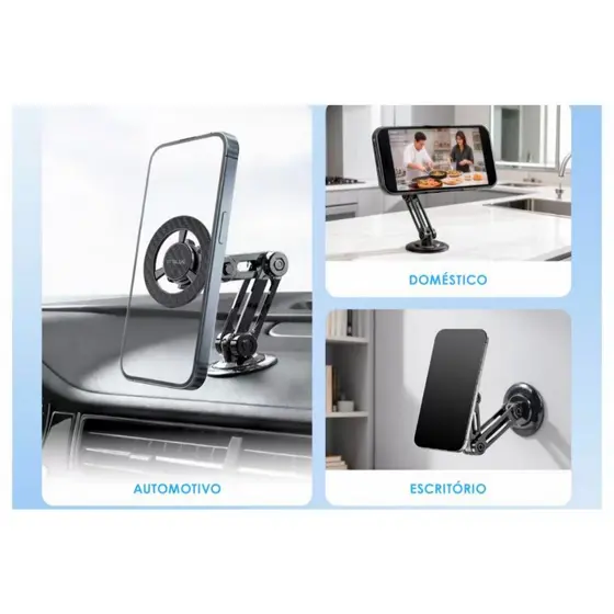 Suporte Celular Rotativo Magnético 360° Carro Casa Mesa
