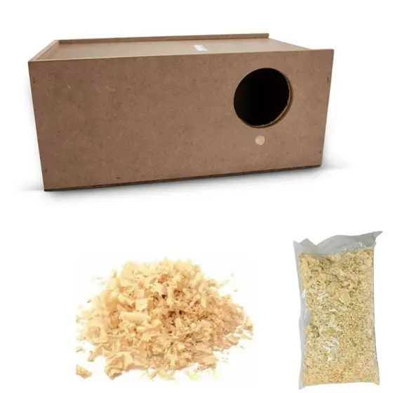 kit Ninho de MDF Para Calopsita Grande + Serragem