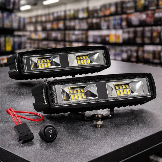 Kit Farol Milha LED Automotivo Super Potente + Botao Liga/Desliga Farol LED Milha SUPER FORTE
