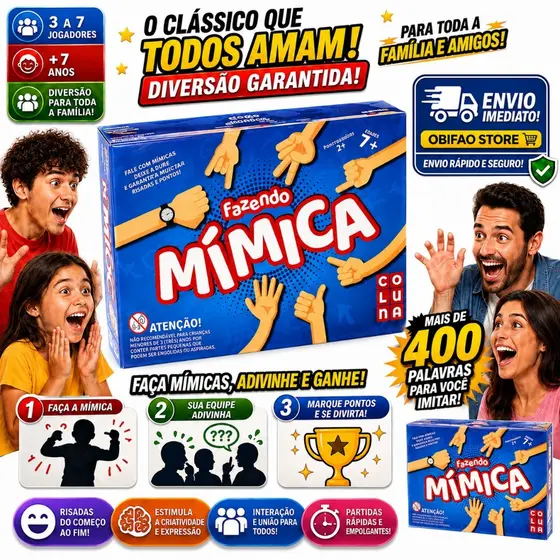 Jogo de Tabuleiro Fazendo Mimica Brincando de Mimica Diversão p/ Família Original Pais e Filhos