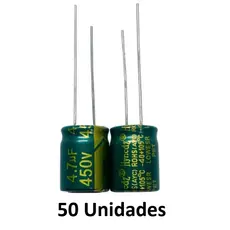 50 X Capacitor Eletrolítico 4,7uf 450v 4,7 x 450v Graus 105ºC Tamanho 10,0mm x 13,0mm