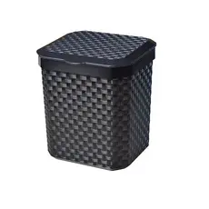 Lixeira Cesto Rattan 5L Preta C/ Tampa Cozinha Banheiro Pia