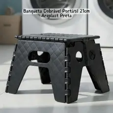 Banquinho Banco Banqueta Dobrável Portátil 21cm Arqplast Preta