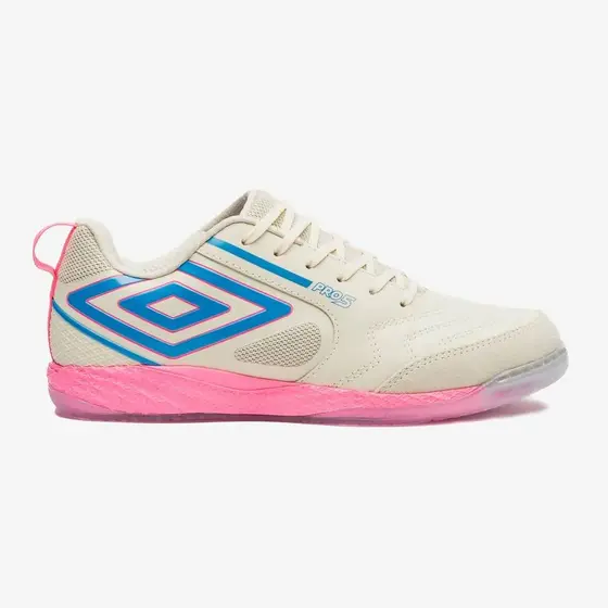 Chuteira Umbro Futsal Pro 5 Bump Off White/Rosa Oficial + NF