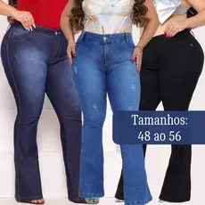 Calça Flare Jeans Plus Size  Feminina Levanta Bumbum Lançamento